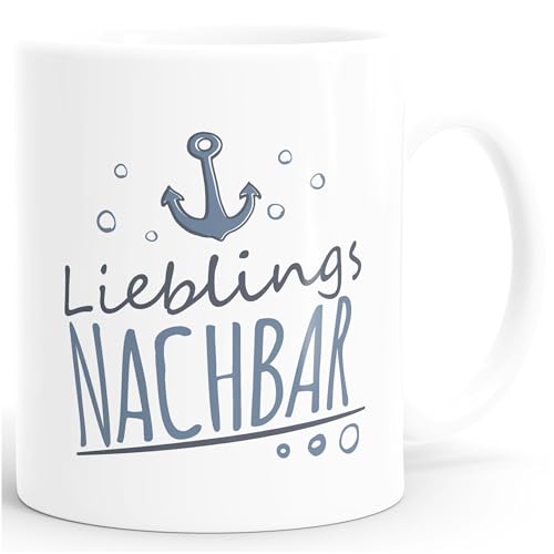 Moonworks® Kaffee-Tasse Schriftzug Lieblings - Kollege/Nachbar mit Ankermotiv Geschenk Lieblingsperson