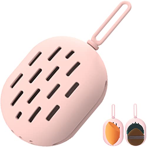 WINOK Make-up Schwämmchen Aufbewahrung Halter, Make-Up Blender Schwamm Reisetasche, Umweltfreundliches Silikon Belüftet Beauty Sponge Case Behälter for Zu Hause, Ausflüge, Reisen - Pink Cover