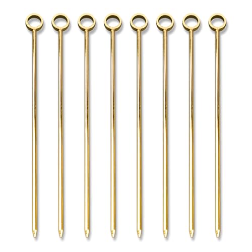 PuTwo Stainless Steel Metal Martini Picks, 4" Pack of 8 in Gold