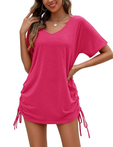 Cache-maillot de bain à manches courtes AI'MAGE rose rouge XX-Large