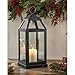 Hosley 14 Inch High Large Clear Glass Iron Classic Style Lantern Elegant Candle Holder for Home Decor Vintage-Inspired Centerpiece with Stylish Iron Frame Indoor/Outdoor Lighting Accent Timeless
