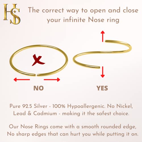 Image of HighSpark 92.5 Sterling Silver Nose Ring for Women | Simple & Elegant Nose Piercing for Women & Girls | Lovely Gift