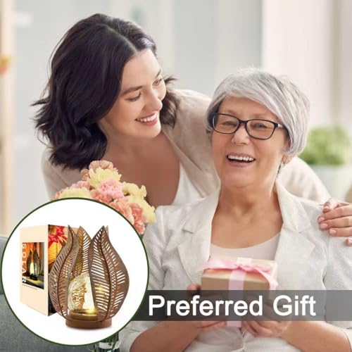 Solar Outdoor Lights Garden Decor Waterproof Crackle Glass Globe,Metal Yard Art Outdoor Solar Garden Lights for Decor Yard,Porch,Patio Decorations.Gardening Gifts for Women/Mom.