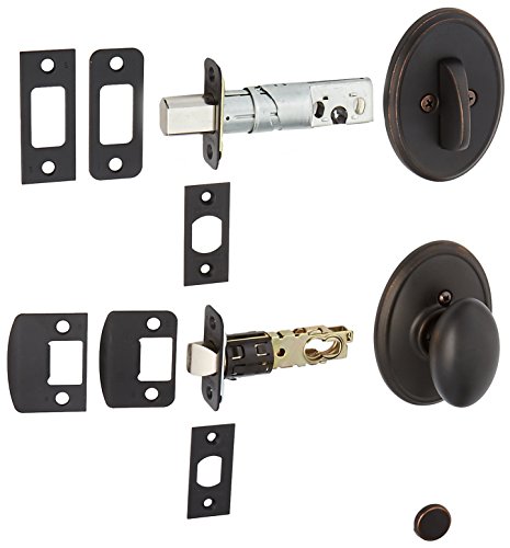 Schlage Lock Company F59SIE716WKF Aged Bronze Siena Interior Pack Knob Set with Single Cylinder Deadbolt and Decorative Wakefield Rose (Interior Half Only)