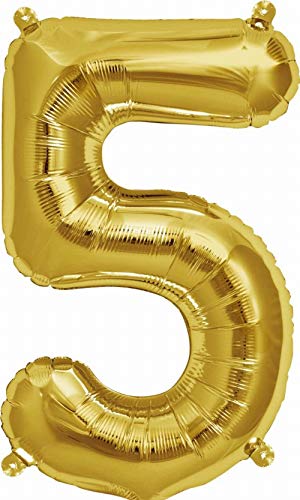 Number 5 - Gold Helium Foil Balloon - 34 inch