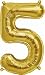 Number 5 - Gold Helium Foil Balloon - 34 inch