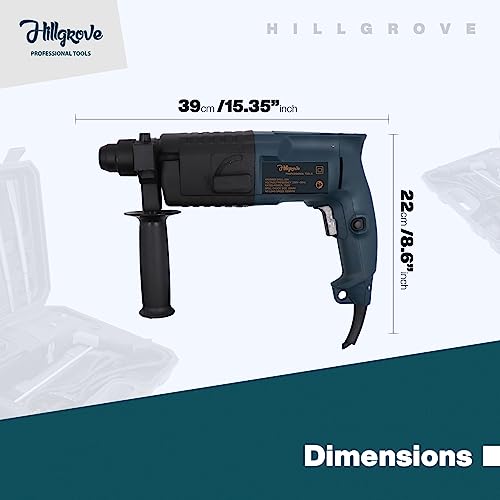 Image of Hillgrove HGCM999M3 All Purpose 20mm Hammer Impact Drill Machine Forward /Reverse Rotation with 3 Bits for Making Holes in Metal /Wood /Concrete Hammer Drill (20 mm Chuck Size, 750 W)