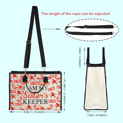 Bolso tote PWHAOO para hermandad griega 'I Am My Sister's Keeper', color rojo, para mujer miniatura 5