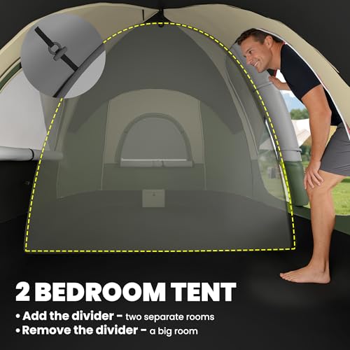 Outsunny 2 Bedroom Camping Tent for 6-8 Person, Large Family Tent with 2000mm Waterproof Rainfly and Screen Panels, Portable with Bag, for Fishing Hiking Festival image 3