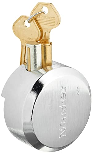 MASTER LOCK Keyed Padlock,1 23/32 in,Round,Silver