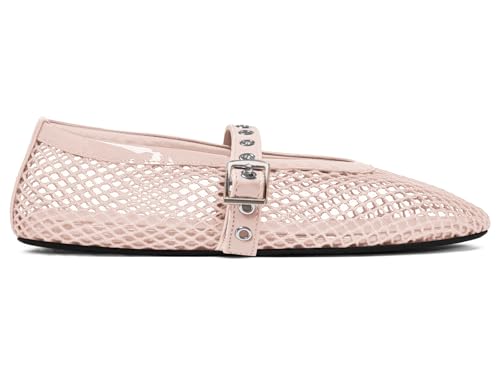 Image of Coutgo Womens Mesh Ballet Flats Mary Jane Fishnet Ballerina Buckle Strap Comfortable Causal Dress Shoes