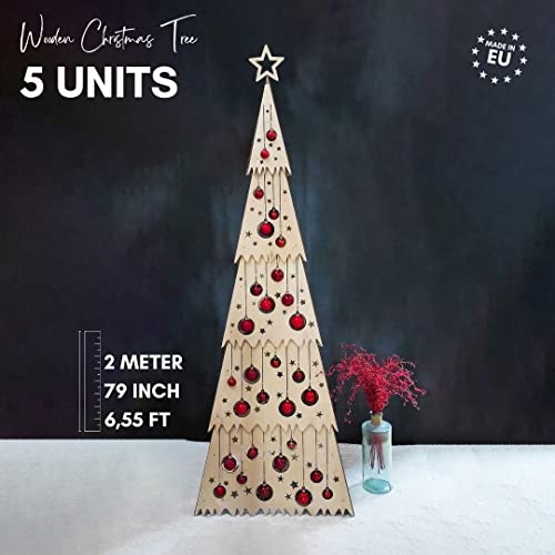 79Inch Wooden Christmas Tree, Large Alternative Christmas Tree, Wood Xmas Tree, Artificial Christmas Tree (5 Units Height), Unique Handmade Tree No Mass Production #TOP3