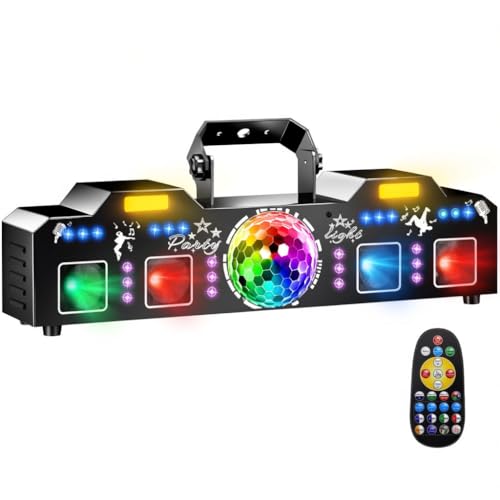 Vicalo Luci Discoteca e Party Controllata da Musica con DMX512, Strobe, Luce UV & Palla Disco - Luci DJ per Club, Festa, Evento, Matrimonio, Halloween