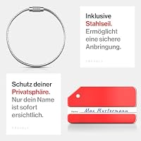 Travely Premium Kofferanhänger - leicht Erkennbar, Robust & Sicher - inkl. Namensschild und Privatsphäre Schutz I Vielseitig und Praktische Adressanhänger, Namensanhänger & Gepäckanhänger – Ansicht 6