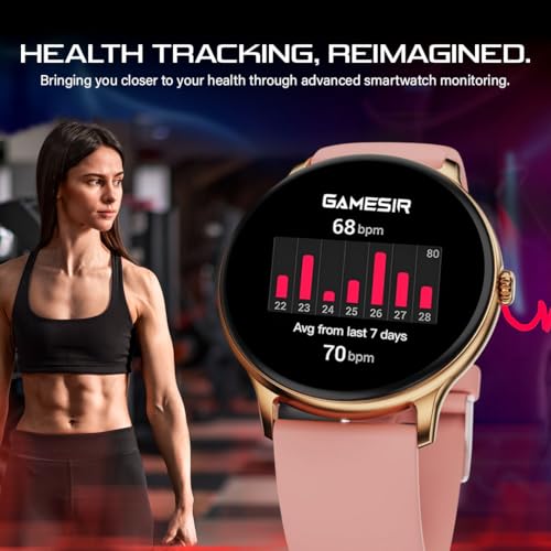 Image of GameSir H20 Gold Dial Smart Watch Combo 1.49 inch AMOLED Display with 4 Straps, Bluetooth Calling, IP67, Crown Control, 100+ Sports Modes, SPO₂ & Health Tracking, for Men & Women (Gold Dial)