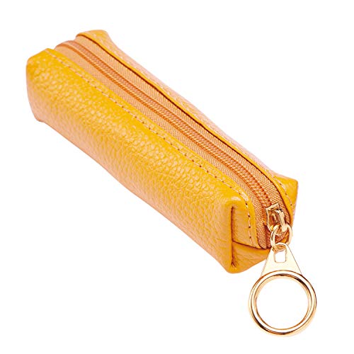 コモライフ 小銭が見やすい牛革コインケース イエロー 財布 見やすい 約縦10.5×横3×高さ3cm レザーウォレット 男性 女性 判子入れ 本革のサムネイル