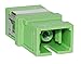 Hubbell FASCSAC6 SC/APC Simplex Adapter, Fiber, Zircon Sleeves, Clip Mounting, Green