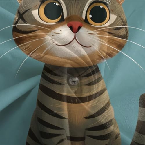 Housse de couette chat 3D 260x220cm en microfibre de qualité supérieure avec taies