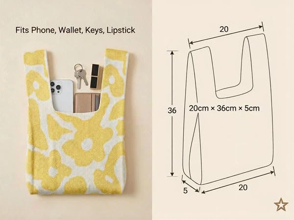 Image of Knot Bag, Mini Knit Tote Bag, Extra Thickened Japanese Knot Bag, Wristlet Handbag - 1 /2 /6 Pack