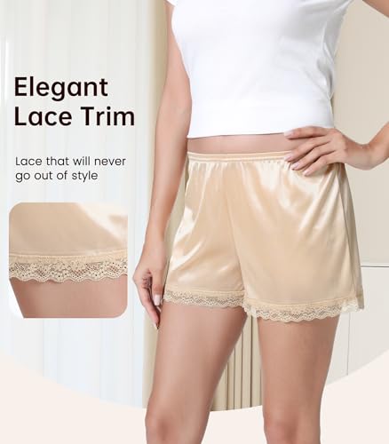 Image of NACHILA Women's Lace Trim Half Slip Shorts Under Skirt Pettipants Bloomer