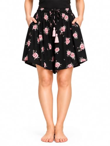 Image of B STORIES Women's Viscose Printed Lounge Culotte Shorts (Pack of 2)