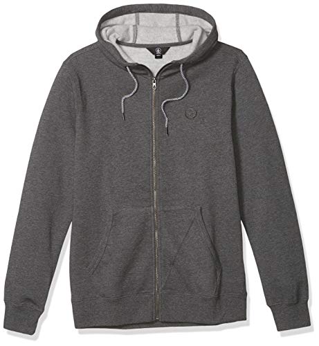 Volcom Men's Single Stone Zip Hoodie, Dark Grey, Large