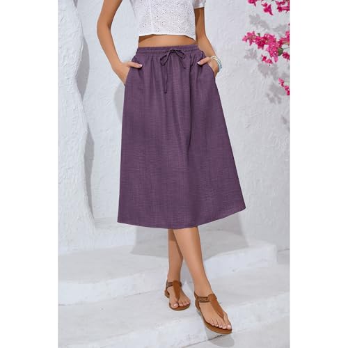 Image of Witsmile Women's Summer Pleated High Waisted Casual Flowy Skirt Pockets