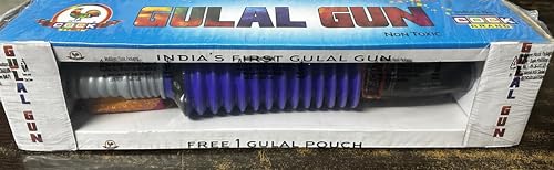 Image of Gulal Gun & Combo of 1 Gulal Packets100% Natural and Herbal Gulal | Toy Gun for All Age Groups | Gun for Gulal on Holi | Holi Toy
