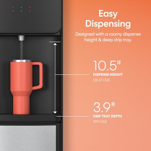 Image of Brio 130SS Series Bottom Load Water Cooler Dispenser, Black+Stainless Steel