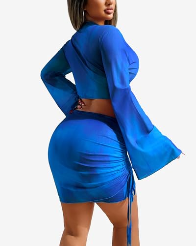Image of Two Piece Skirt Set Shirt and Skirt Set for Women Going Out Sets Club Outfits Cute 2 Piece Sets Sexy Rave Mini Skirt