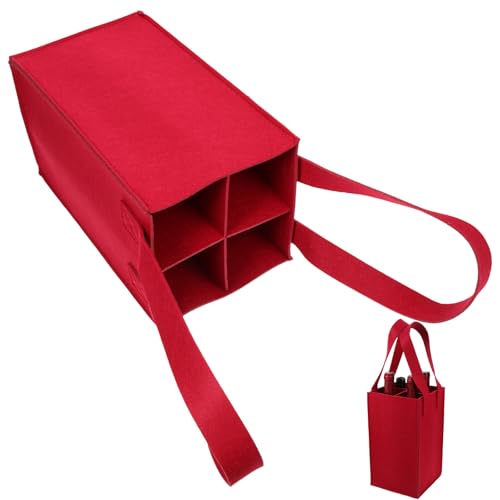 jojofuny Bolsa de Fieltro para Vino 2 Piezas Color Rojo Vino 4 Botellas Práctica y Reutilizable Compartimentos Bolsa Portátil para Fiesta y Transporte de Botellas