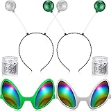 6 Pieces Alien Glasses Martian Headband with Chunky Glitter Set Glitter Alien Antenna Headbands...