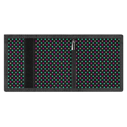 Neon Dot Grid Print Wallet for Men, 8 Credit Card Holder Slim Minimalist Front Pocket Small Mens Bifold Wallets3
