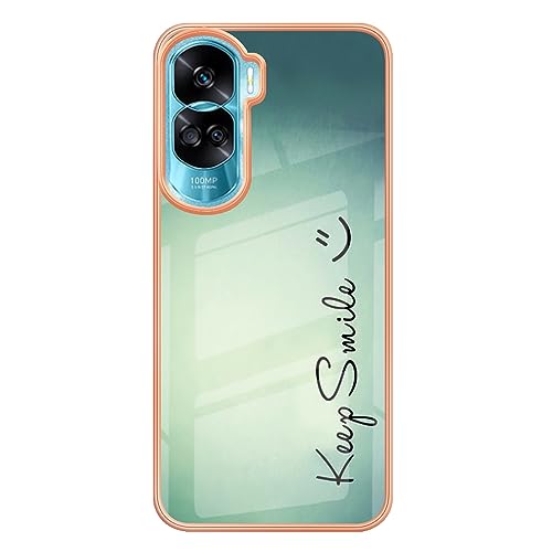 YKTO Etui pour Téléphone Portable Vert Frais pour Honor 90 Lite 5G Etui Silicone Anti-Chute Etui Brillant Anti-Rayures Coque de Téléphone Verte à Motif de...