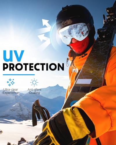 Snowalva Ski Goggles, Snowboard Goggles with 2 UV400 Anti-Fog Detachable Magnet Lenses for Men & Women Adult - Image 4
