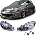 Klarglas Scheinwerfer Schwarz H7 H7 + Adapter für Peugeot 206 1998-2008