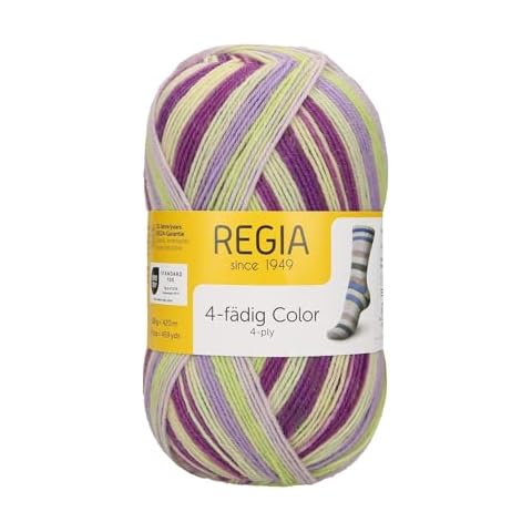 Regia 4 Ply-Sport-Fingering Color 100g - Knitting and Crochet Sock Yarn - 02738 Lilac-Green Cover
