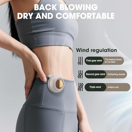 Mini ventilateur à clip portable, 3 vitesses, rechargeable par USB, silencieux, sans poignées, ventilateur de poche pour le cou et la taille, idéal pour les activités de plein air, les voyages, le – vue 3