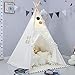 Teepee Tent for Kids with Padded Mat, Foldable Play Tent with Carry Bag for Indoor Outdoor, Pompom Lace Cotton Canvas Playhouse Tipi for Girls Boys
