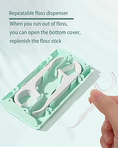 Travel-When-Traveling-for-Oral-Cleaning-of-Portable-Dental-Floss-Picks-DispenserTravel-Floss-Picks-Case-ReusableBuilt-in-10-Count-Adult-Dental-FlossTwo-BoxesGreen