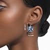 Swarovski Millenia Earrings, Square cut crystal, Blue, Rhodium plated