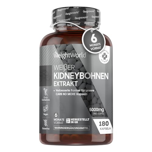 Weißer Kidneybohnen Extrakt 5000mg - Mit Zink & Chrom (Chrom Picolinat) - Für Kohlenhydrat Stoffwechsel & Blutzuckerspiegel - 180 Vegane Kapseln - 50:1 Kidney Bean Extract für ketogene Ernährung