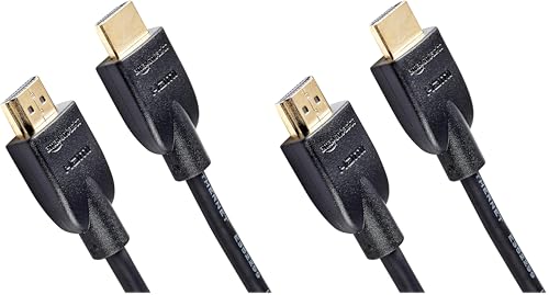Image of Amazon Basics HDMI Cable, 15 ft, 4K@60Hz, High-Speed 4K HDMI 2.0 Cord, 18Gbps, 2160p, 48 bit, Ethernet, Compatible with TV /PS5 /Xbox /Roku, Black (Pack of 2)
