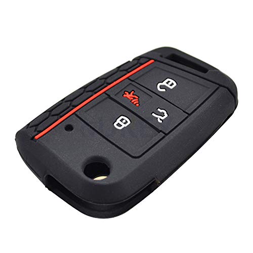 2Pcs Silicone Car Key Cover Remote Fob Case For VW Golf Tiguan Alltrack Sportwagen Polo Atlas For Skoda Octavia 2016 2017 2018 2019 2020 Shell Jacket Protector 4 Button