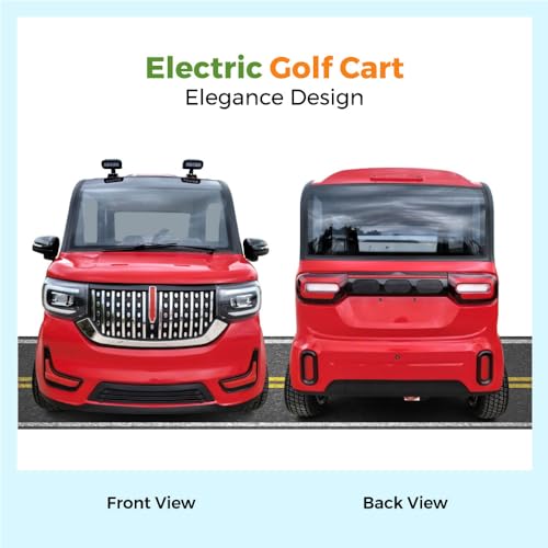 Coco Coupe Electric Golf Carts | 4-Passenger Low Speed Electric Golf Cart with AC/Heat, 1500 Watts, 60V Battery with 110V Standard Outlet (Red Color) 4 Seats Golf Cart