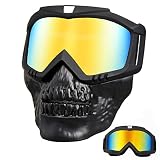 CROSSBODY Skull Motorcycle Helmet Riding Goggles Glasses with Detachable Face Shield Retro Helmet Gl