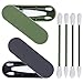 Reusable Cotton Swabs 8 Count Safety Washable Silicone Swabs Double Tipped Silicone Cotton Buds with 2 Portable Cases - Gray & Green