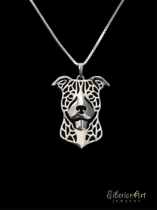 925 Sterling Silver Pitbull Pendant Necklace Gift For Dog Lovers Necklace Pet Jewelry Memorial Keepsake Show Dog Rare Personalized Animal Jewelry Birthday Custom Jewelry