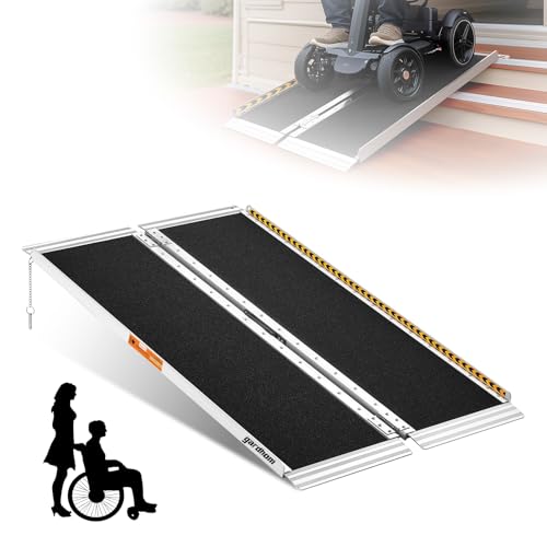 Wheelchair Ramp 4FT, gardhom 800 Lbs Aluminum Portable Folding Handicap Ramp Wheel Chair Ramp for...