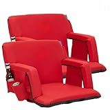 PeakPursuit Bleacher Chair with Back Support, Wide Stadium Seats 6-Position Recline, Armrests & Cup Holder for Bleachers, Sports Events & Concerts